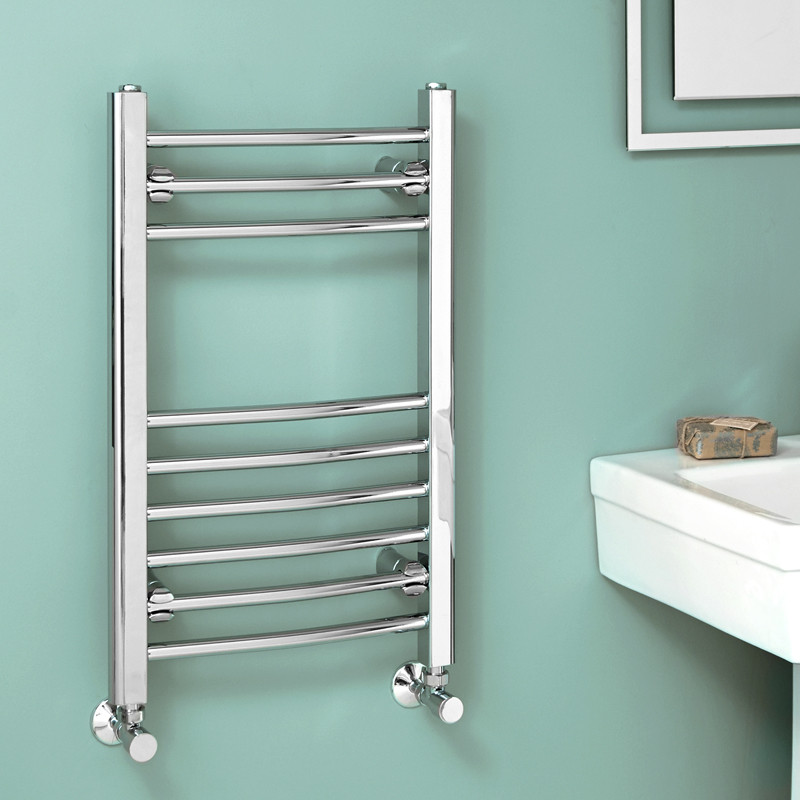 Eco Heat 650 x 400mm Curved Chrome Heated Towel Rail