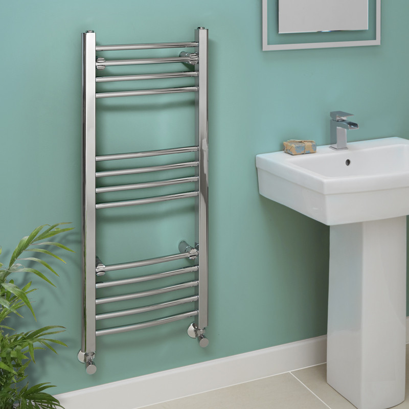 Eco Heat 1000 x 400 Curved Chrome Heated Towel Rail