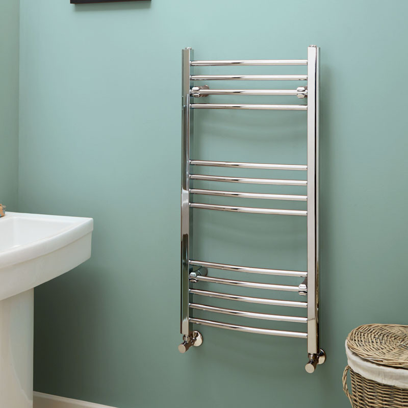 Eco Heat 1000 x 500 Curved Chrome Heated Towel Rail