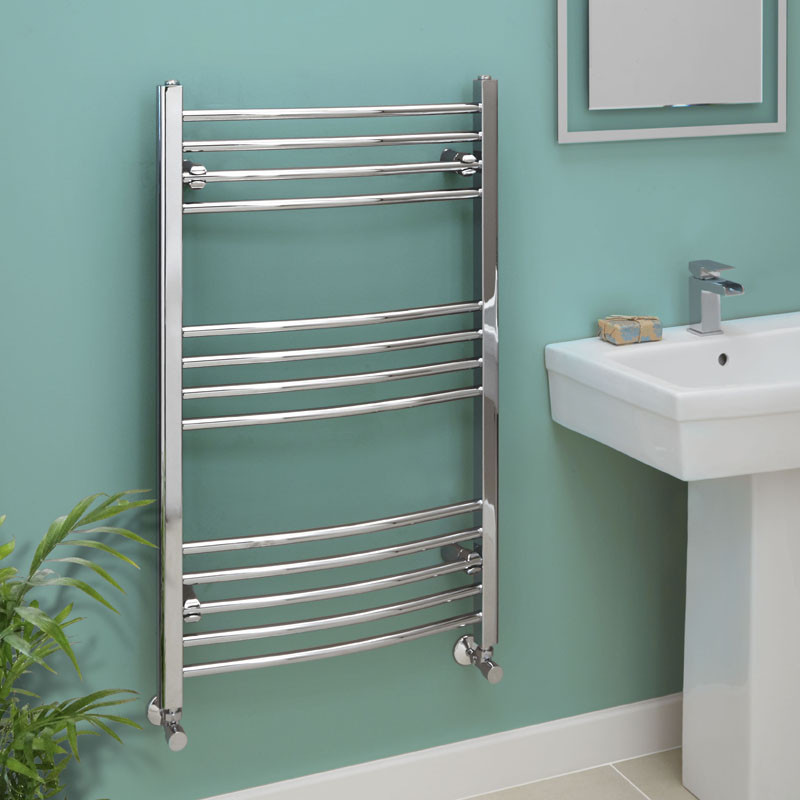 Eco Heat 1000 x 600 Curved Chrome Heated Towel Rail