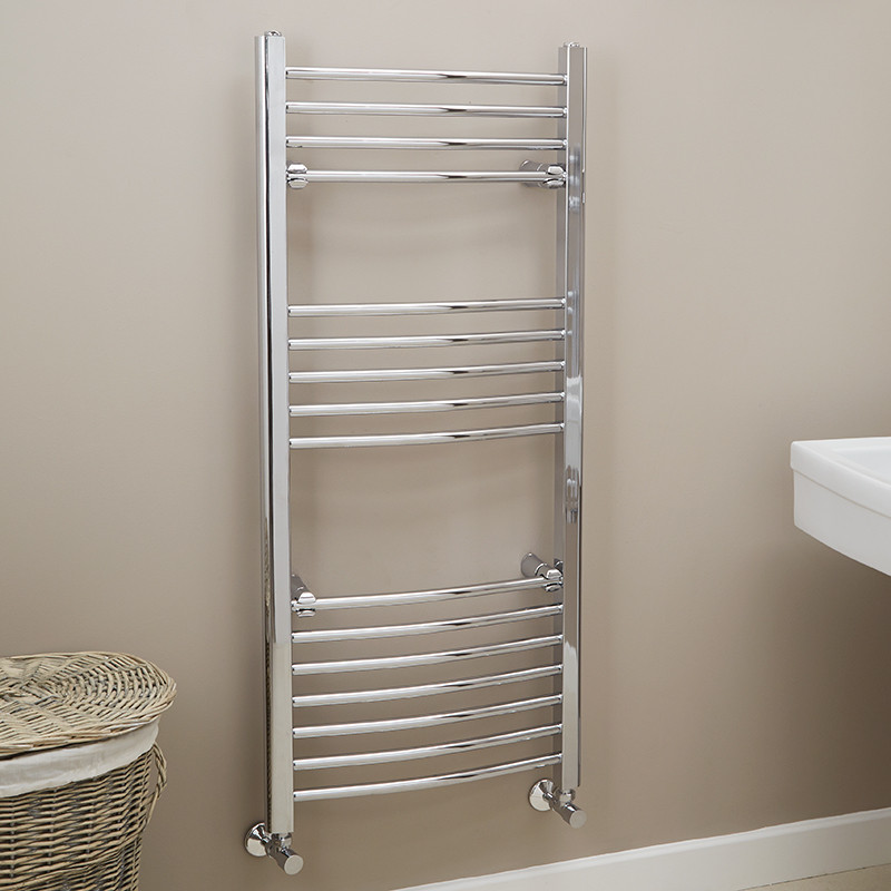 Eco Heat 1200 x 500 Curved Chrome Heated Towel Rail