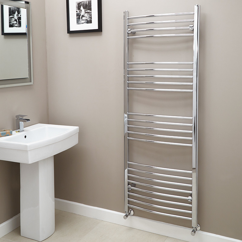 Eco Heat 1600 x 600 Curved Chrome Heated Towel Rail
