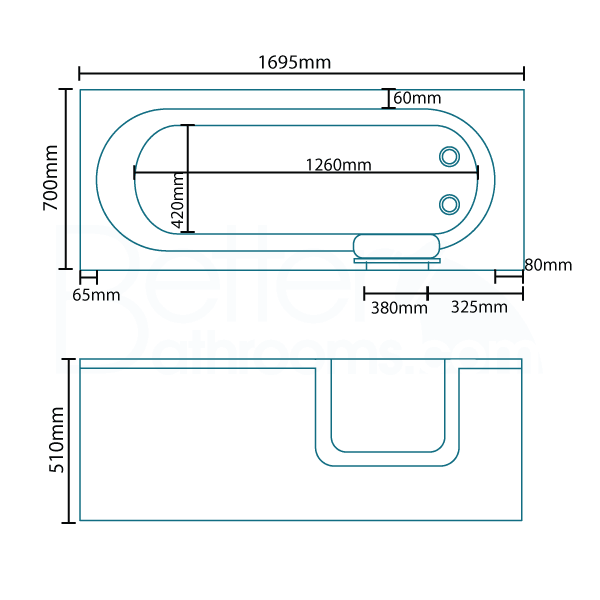 1700 x 700 Columbia Walk In Bath