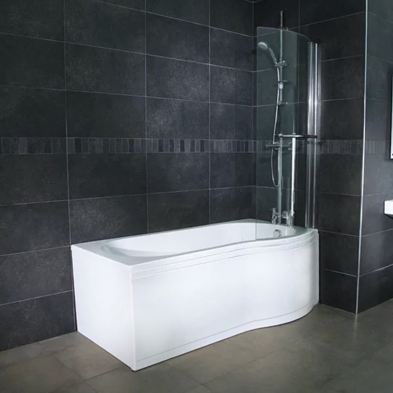 Whirlpool 1700 x 850 Right Hand PShaped Shower Bath with 11 Jets