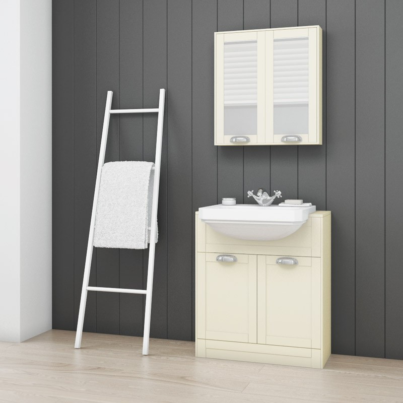 Nottingham Ivory Semi Inset Furniture Bathroom Suite with Park Royal