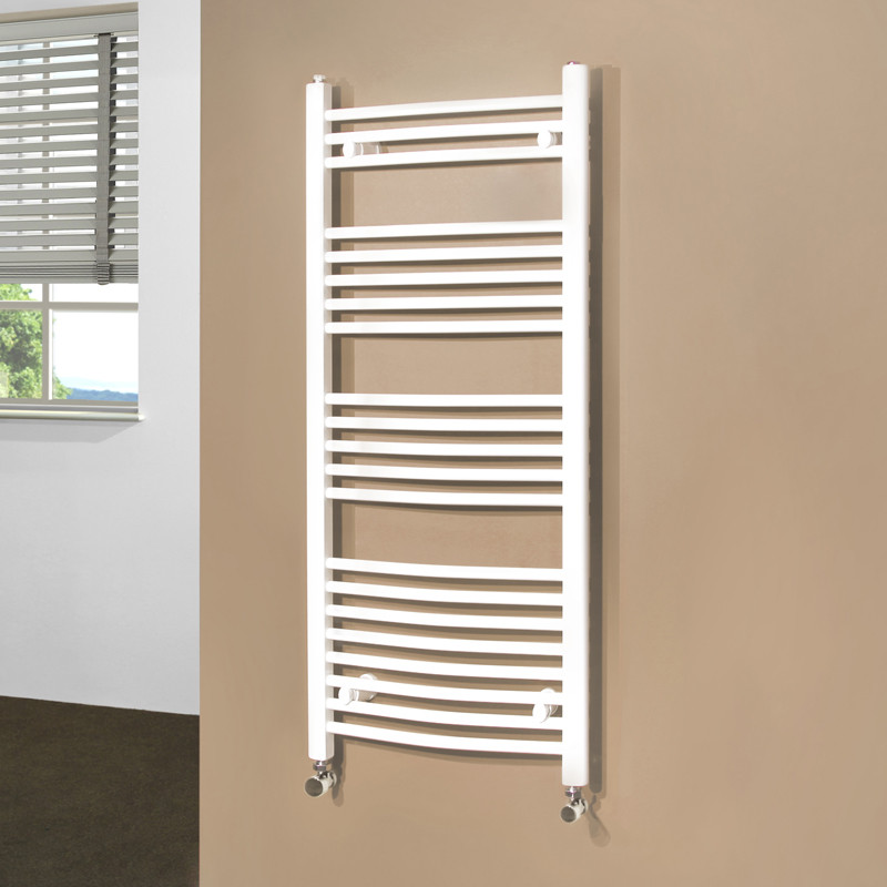 Beta Heat Electric 1150 x 500mm Curved White Heated Towel Rail