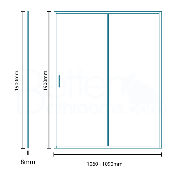 Aquafloe Iris 8mm 1100 X 900 Sliding Door Shower Enclosure