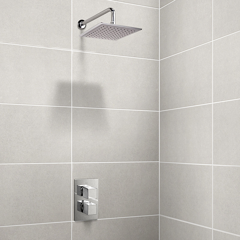EcoCube Dual Valve with 200mm Square Shower Head & Wall Arm