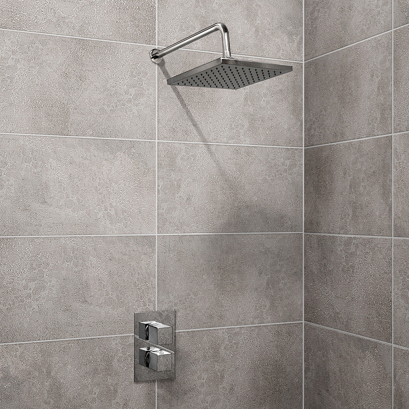 EcoCube Dual Valve with 200mm Square Shower Head & Wall Arm