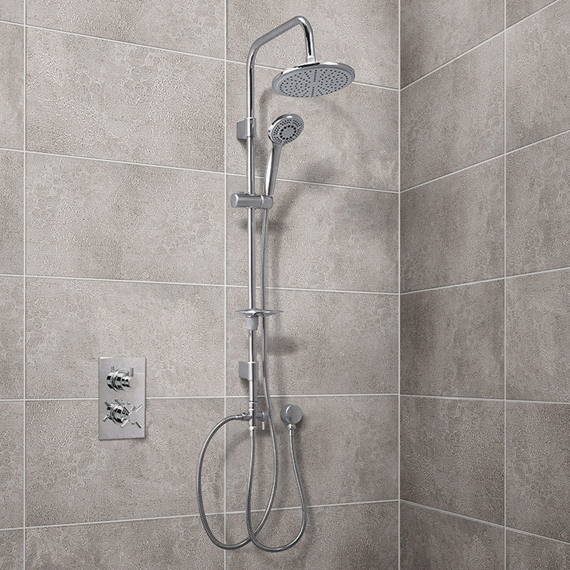 Dualex Riser Slide Shower Rail Kit with EcoStyle Dual Valve & Wall Outlet