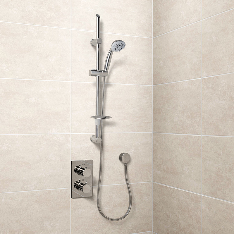 Eco Slide Shower Rail Kit with EcoS9 Dual Valve, Wall Outlet, Filler & Overflow