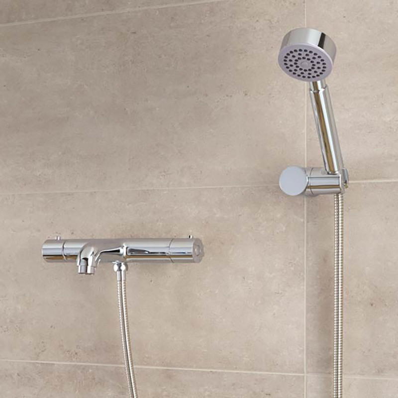 Focus Thermostatic Wall Mounted Bath Shower Mixer with Rail Kit