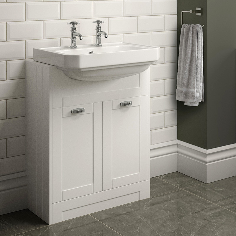 Nottingham White Semi Inset 2 Tap Hole Vanity Unit