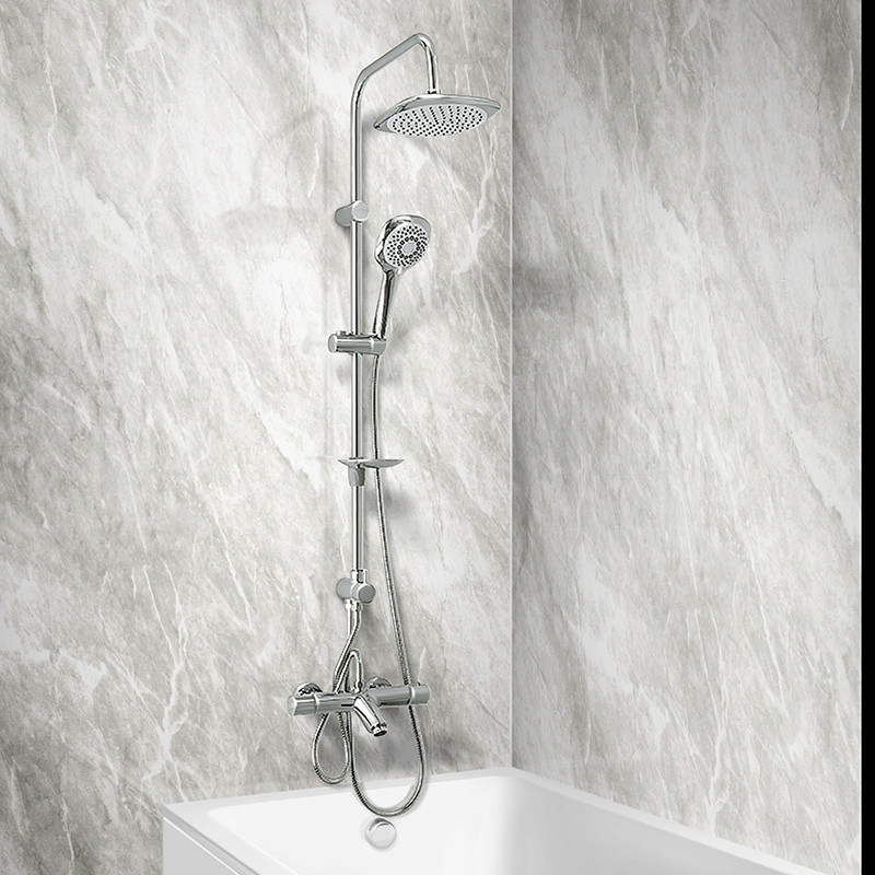 Peru Deluxe Wall Mounted Bath Shower Mixer With Vision Riser Rail Kit Peru Deluxe Wall Mounted Top Bath Shower Mixer With Vision Riser Rail Kit