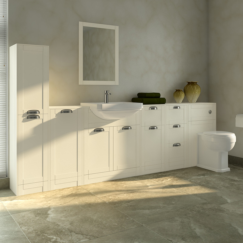 Nottingham Ivory Semi Inset Furniture Bathroom Suite with Park Royal