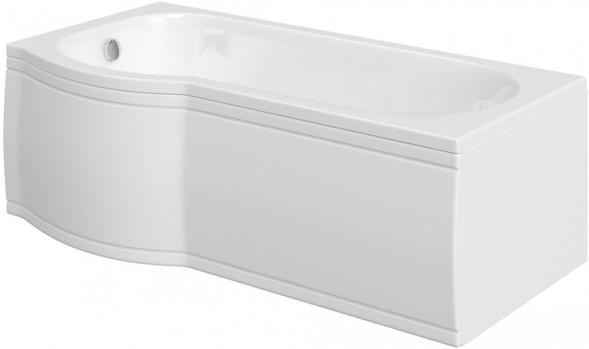 P Shaped 1675 Right Hand Shower Bath, Front Panel and 6mm Hinged Shower Screen