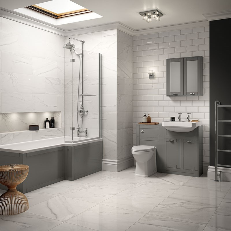 Nottingham Grey Park Royal Right Hand L Shaped Shower Bath Suite