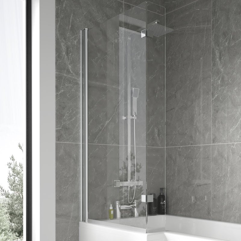 LShaped Hinged Bath Shower Screen
