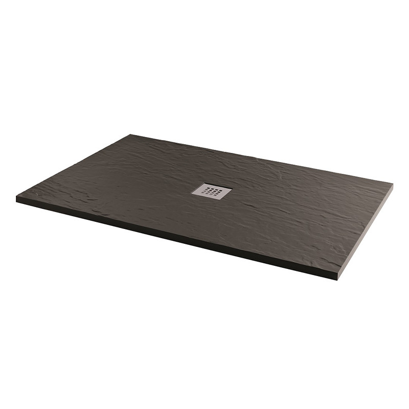 1200 x 800 Black Slate Effect Rectangular Shower Tray with Waste