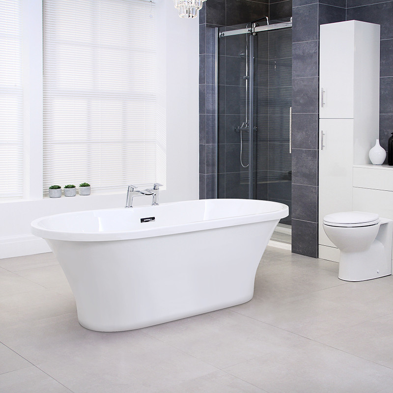 Venice 1670 x 730 Double Ended Luxury Freestanding Bath with Integrated ...