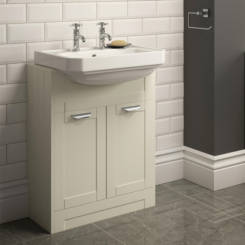 Nottingham Ivory Semi Inset 2 Tap Hole Vanity Unit