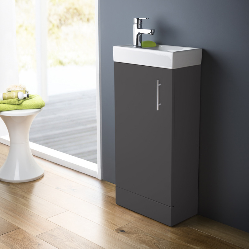 Ashford Cloakroom 400 Gloss Grey Vanity Unit