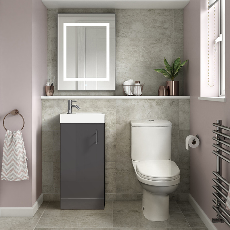 Ashford Cloakroom Grey 400 Vanity Unit with Albury Short Projection