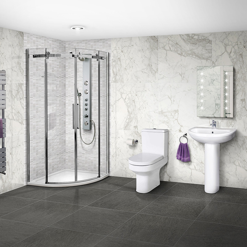 Aquafloe™ Elite ll 8mm 800 x 800 Frameless Sliding Door Quadrant Shower Enclosure & Tray with
