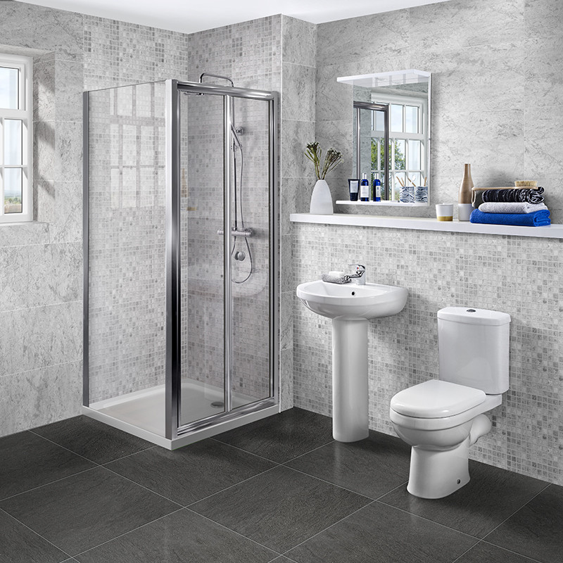 Aquafloe 6mm 760 Bi Fold Shower Door Tray With Albury Suite