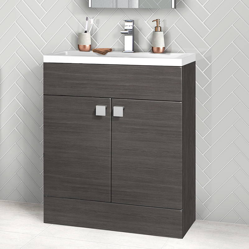 Austin 800mm Grey Avola Freestanding Two Door Vanity Unit