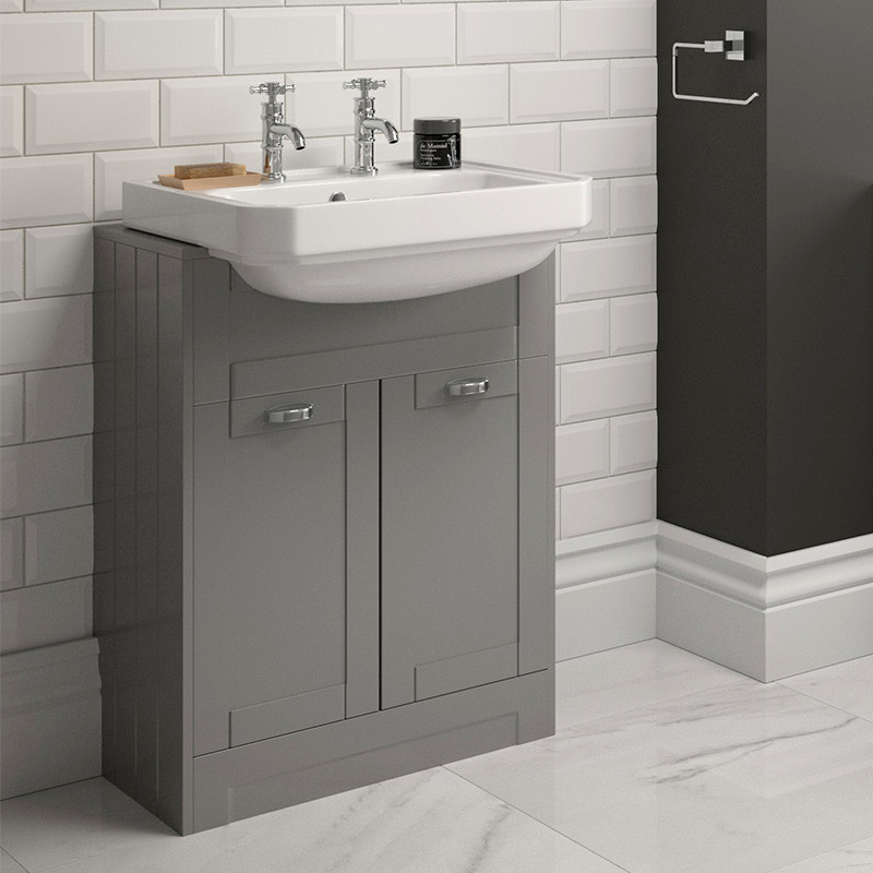 Nottingham Grey Semi Inset 2 Tap Hole Vanity Unit