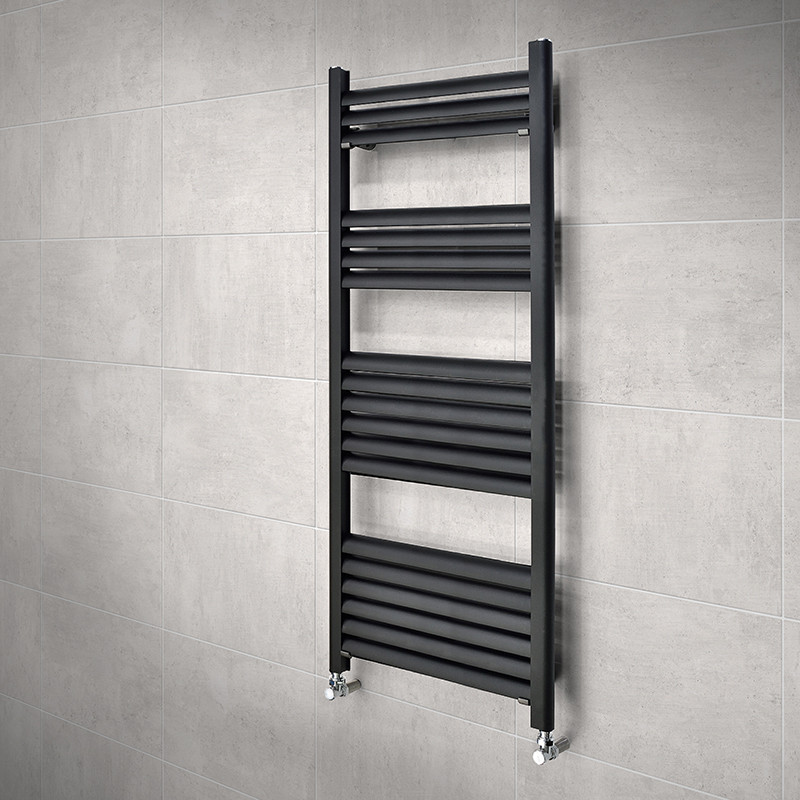 Venetian 1200 x 500 Matt Black Aluminium Heated Towel Rail