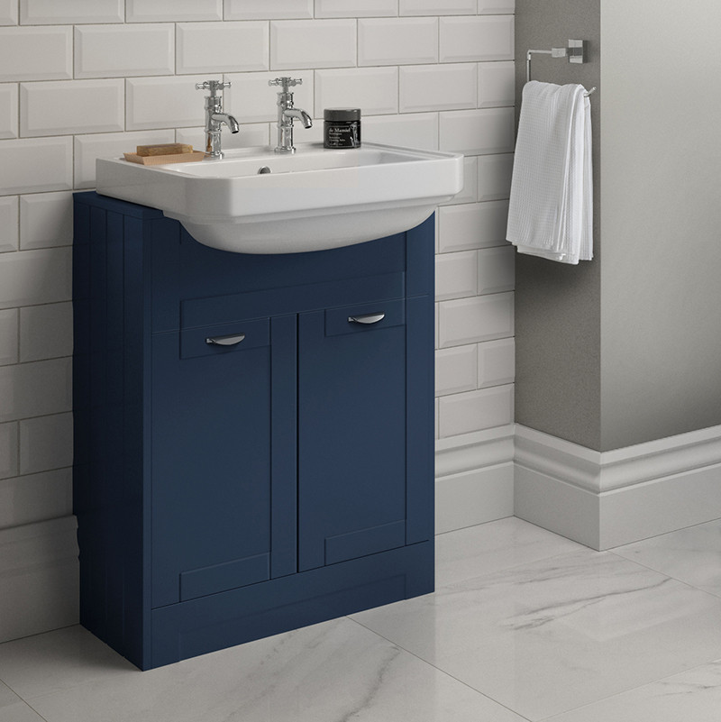 Nottingham Indigo Blue Semi Inset 2 Tap Hole Vanity Unit