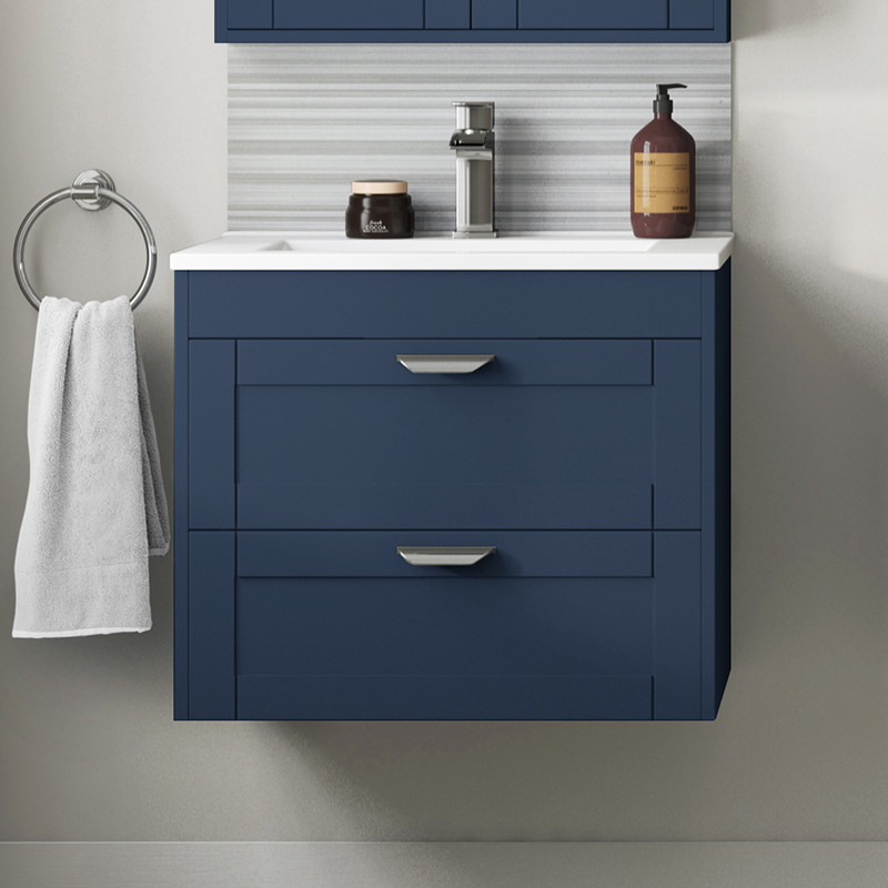Nottingham Indigo Blue 600 Two Drawer Wall Hung Vanity Unit
