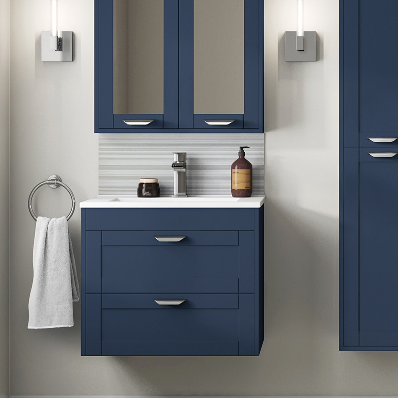 Nottingham Indigo Blue 600 Two Drawer Wall Hung Vanity Unit