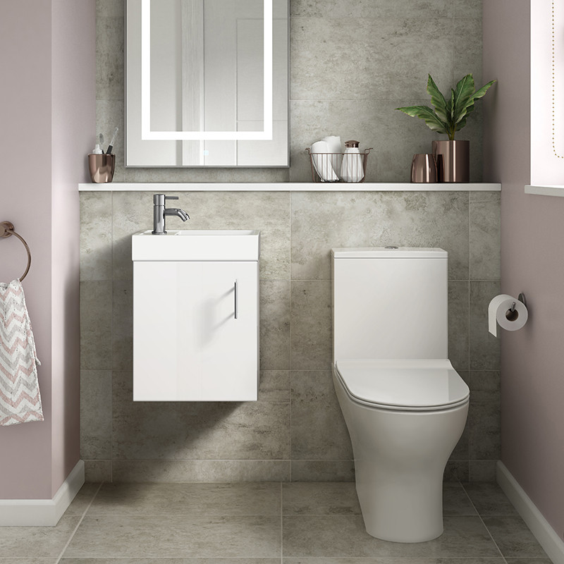 Ashford Cloakroom White 400 Wall Hung Vanity Unit with Premier Freya