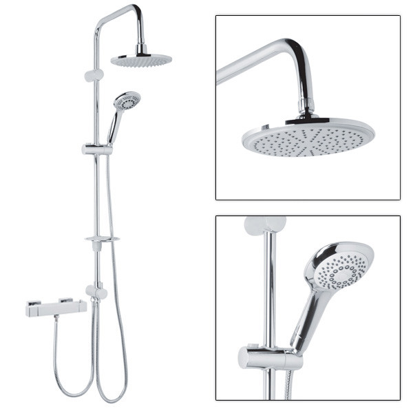 Dualex Riser Slide Shower Rail Kit With Square Valve