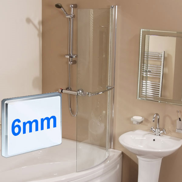 Hydrotherapy 1675 x 850 Right Hand PShaped Shower Bath with Curved Screen