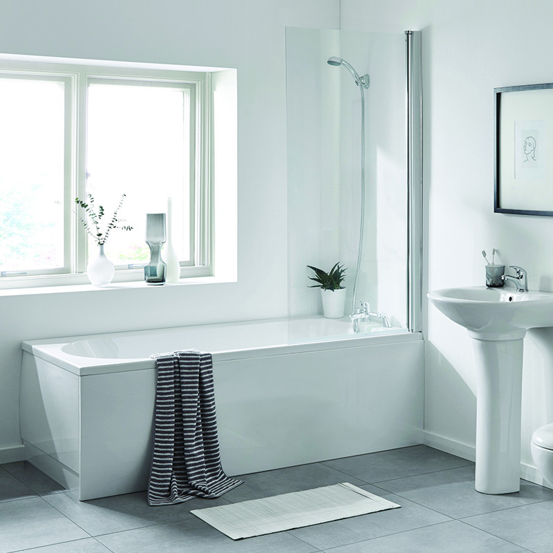 Alton 1700 x 700 Single Ended Round Bath and Fixed Screen
