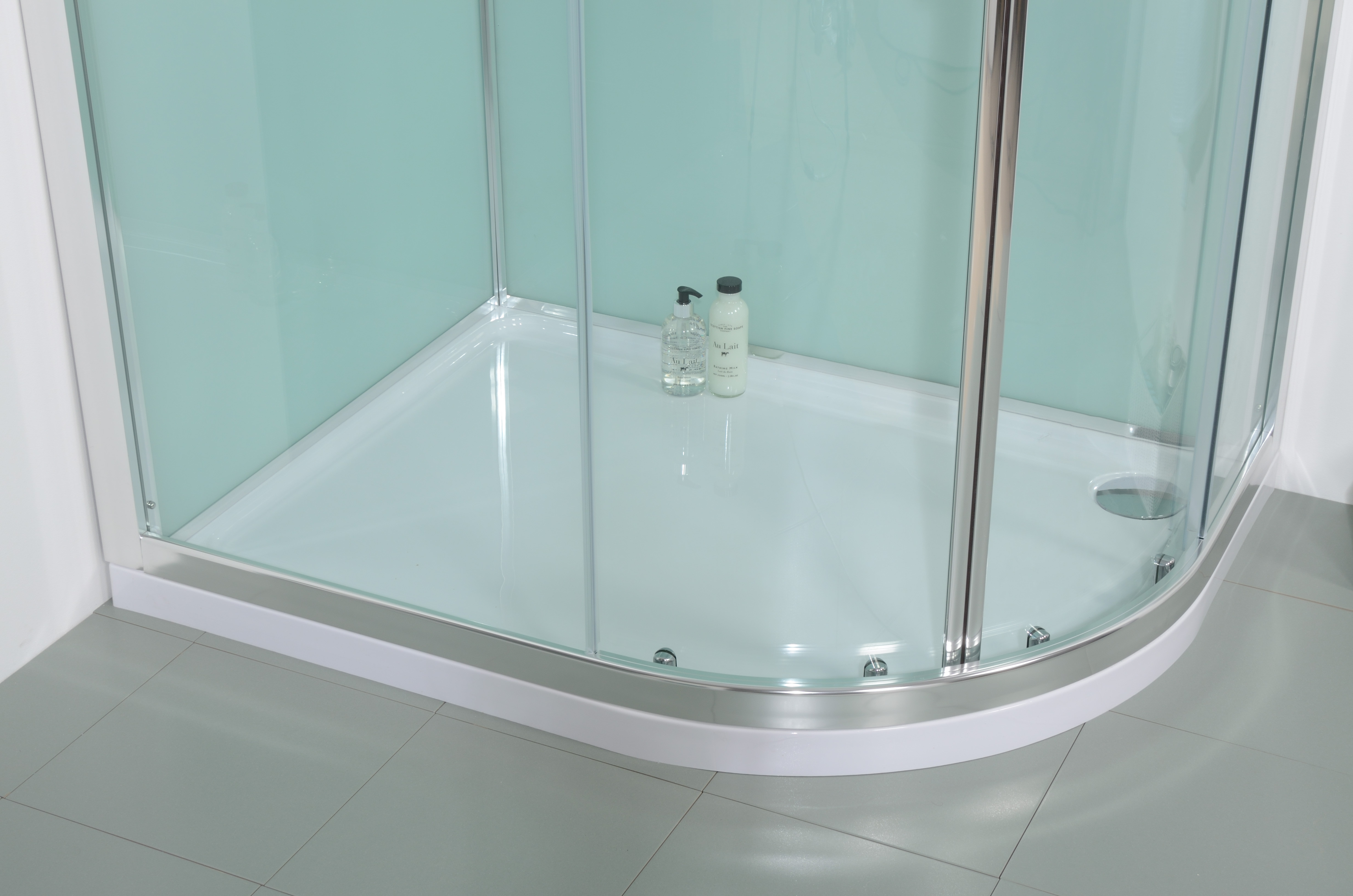 6mm 1200 Offset Right Hand Quadrant Shower Cabin with Black Back Panels