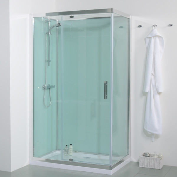 1200 x 800 Quatro Shower Cabin with Aqua White Back Panels