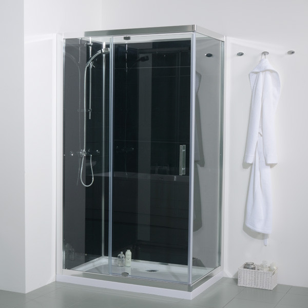 1200 x 800 Quatro Shower Cabin with Black Back Panels