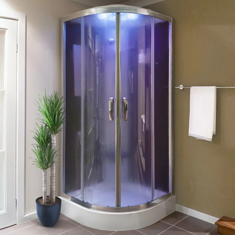 900 Quadrant Steam Shower Cabin with 6 Body Jets with Round and Square