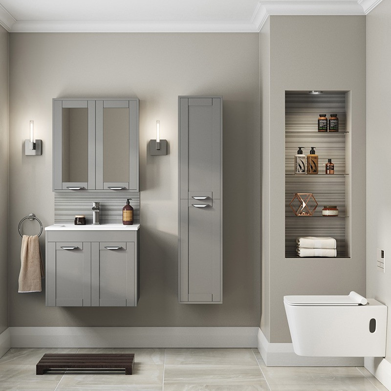 Nottingham Grey 600 Two Door Wall Hung Vanity Unit
