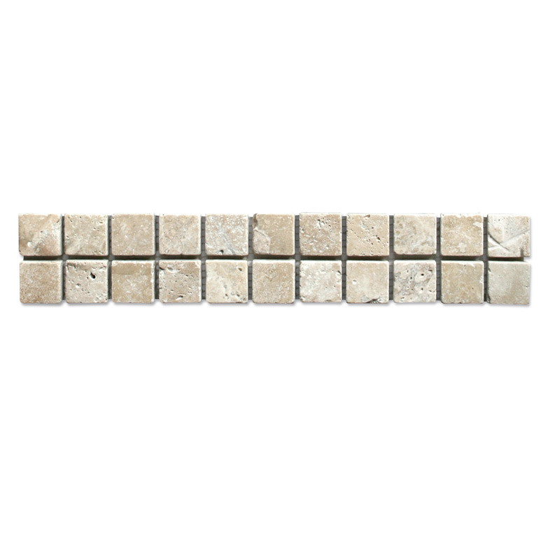 White Travertine Tumbled Wall/Floor Mosaic Border