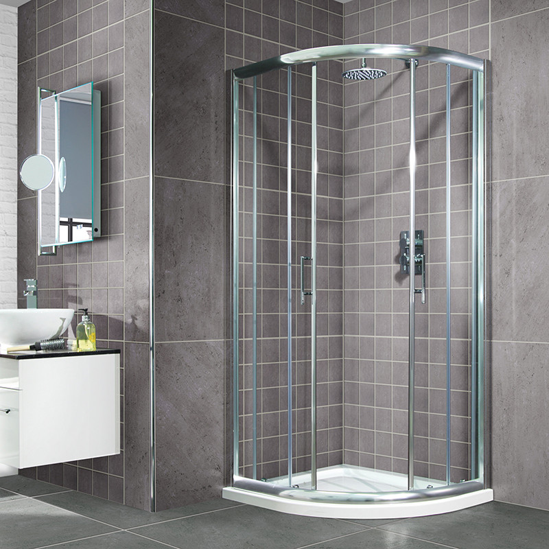 Aquafloe™ 800 x 800 Sliding Door Quadrant Enclosure with Shower Tray