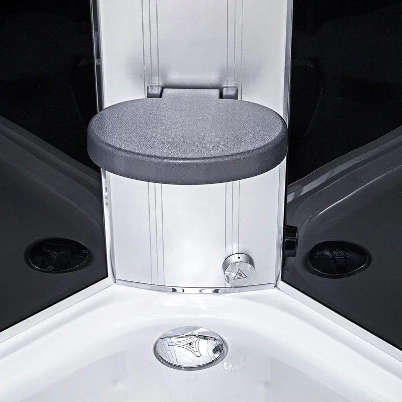 900 Quadrant Steam Shower Cabin with 6 Body Jets with Round and Square