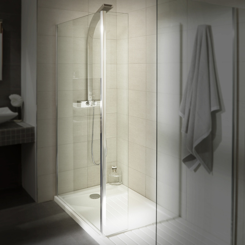 Aqualine™ 8mm 1700 x 800 Walk In Recess Enclosure with Slimline Shower Tray