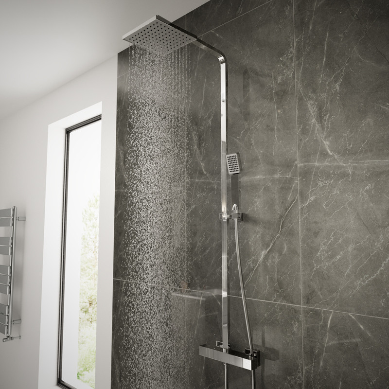 Vira Square Riser Slide Shower Rail Kit With Dual Valve