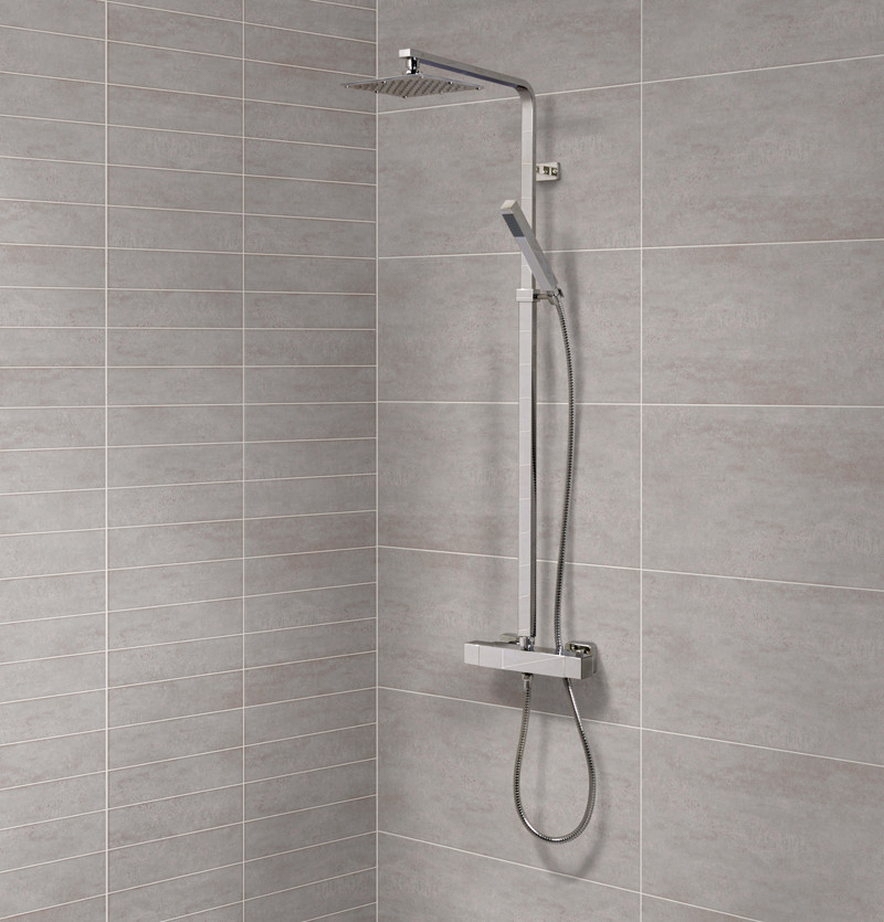 Deluxe Square Riser Slide Shower Rail Kit with Valve